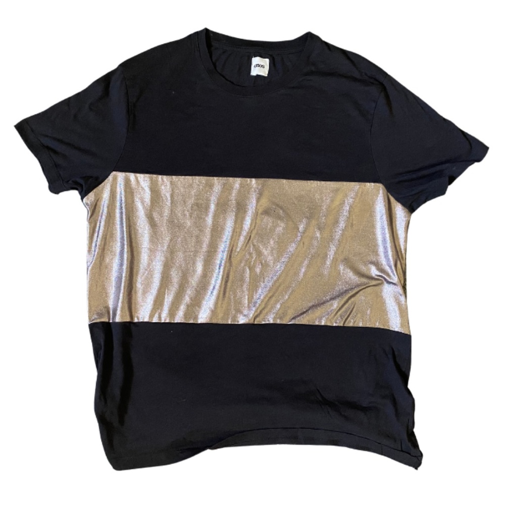 ASOS Men Black T-Shirt Tee Shiny Medium